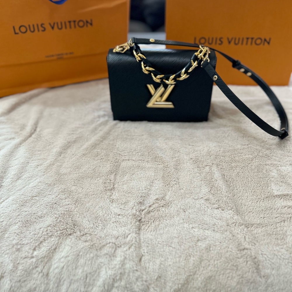 Louis Vuitton Black Epi Leather Twist MM Satchel with Gold Hardware